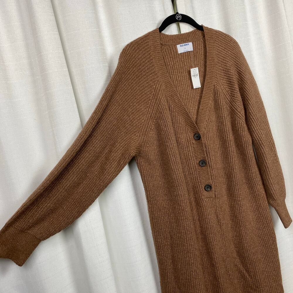 Old Navy Brown Long Sleeve Rib Knit Mini Sweater Dress Sz.XL NWT - Picture 7 of 12